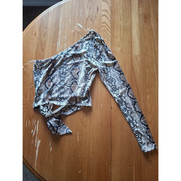 Windsor Snake Print One Long Sleeve Crop Top Size S - Picture 2 of 6